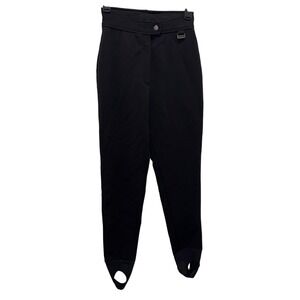 Edelweiss Ski Pants Stirrup Black Size 6 Wool Blend Made in USA 28x29